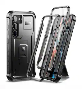 Dexnor - Protective Case for Samsung Galaxy S23,Military Grade Protection Built-in Screen Protector and Kickstand - Black