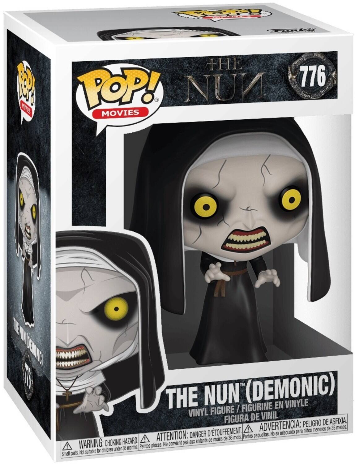 POP! MOVIES  
THE NUN (DEMONIC)  
VINYL FIGURE / FIGURINE EN VINYLE  
FIGURA DE VINIL  

WARNING: CHOKING HAZARD. Small parts. Not suitable for children under 36 months.  
ATTENTION: DANGER D'ÉTOUFFEMENT. Petites pièces. Ne convient pas aux enfants de moins de 36 mois.  
ADVERTENCIA: PEORO DE ASFIXIA. Peligro de asfixia. No es adecuado para niños menores de 36 meses.