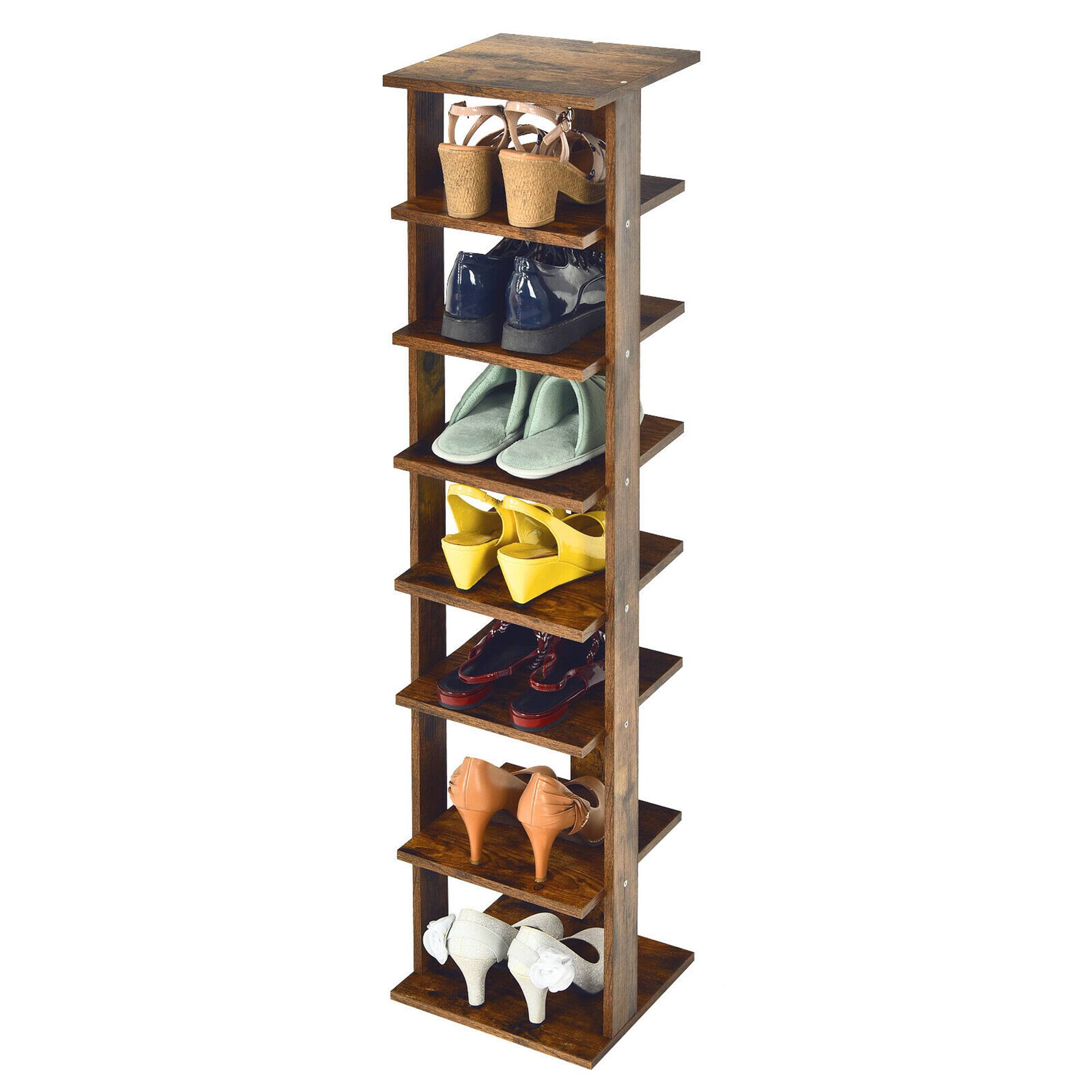 Alt View 7. Gymax - Gymax 7-Tier Vertical Shoe Rack Free Standing Storage Shelf Organizer Space Saving - Rustic Brown.