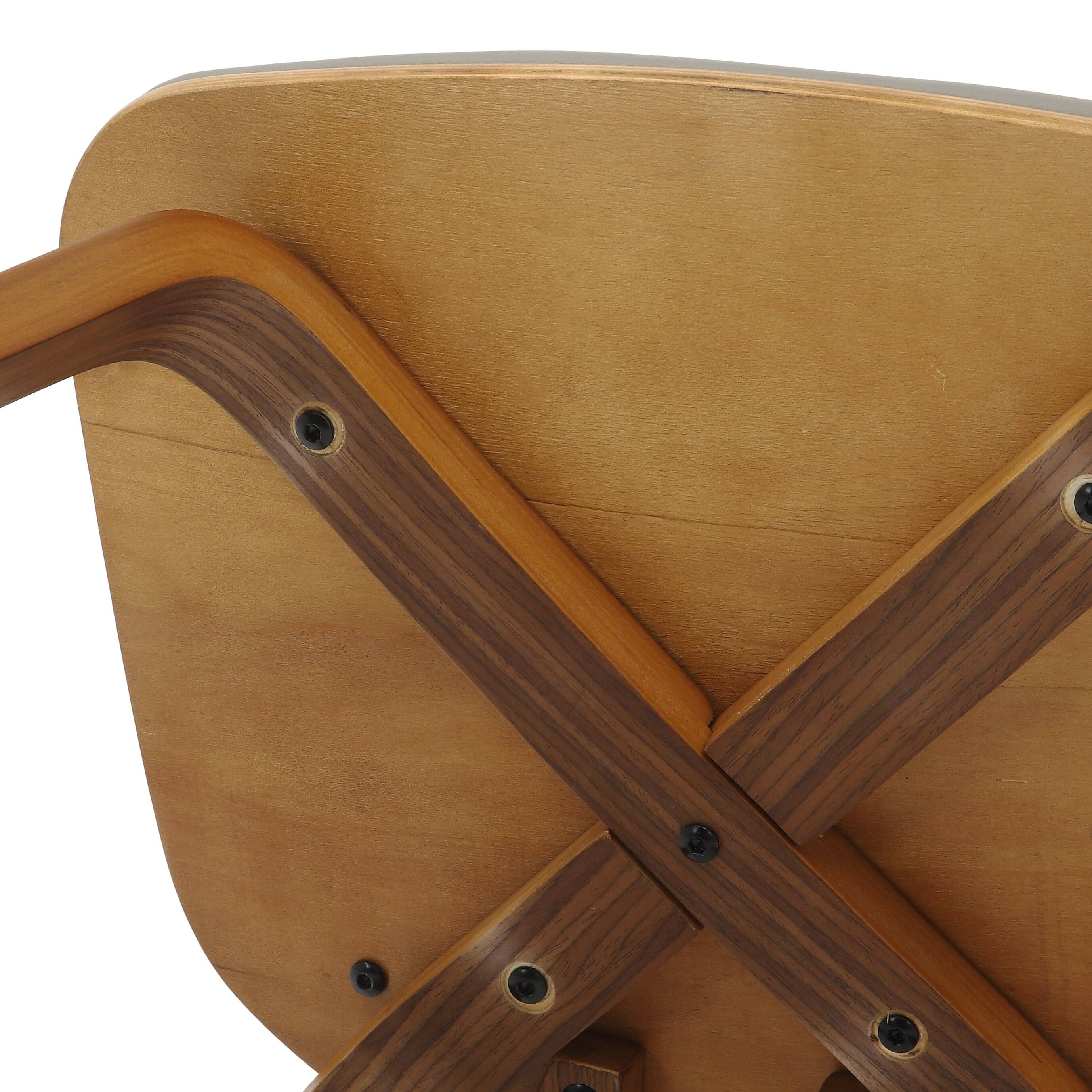 Alt View 4. LeisureMod - Clivo 4-PCS Modern Dining Chair - Leather Upholstered Accent Chair with Wood Legs & Floor Protectors - Walnut/Light Grey.