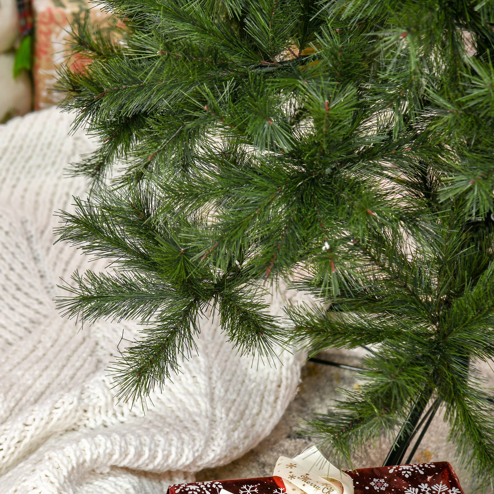 Alt View 8. Homcom - Pine Artificial Christmas Tree, Slim Pencil Xmas Tree with 952 Realistic Branches, Steel Base, Auto Open - green.