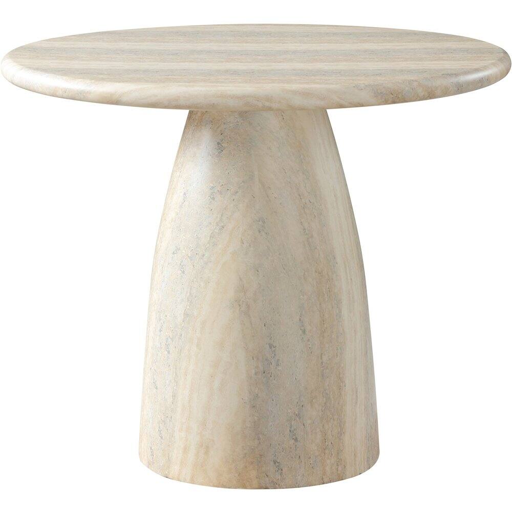 Alt View 3. Meridian Furniture - Cosenza Travertine 36" Travertine Finish Concrete Dining Table - Grey.