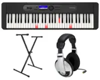 Casio - LK-S450 Premium Pack with 61 Key Keyboard, Stand, AC Adapter, and Headphones - Black - Front_Zoom