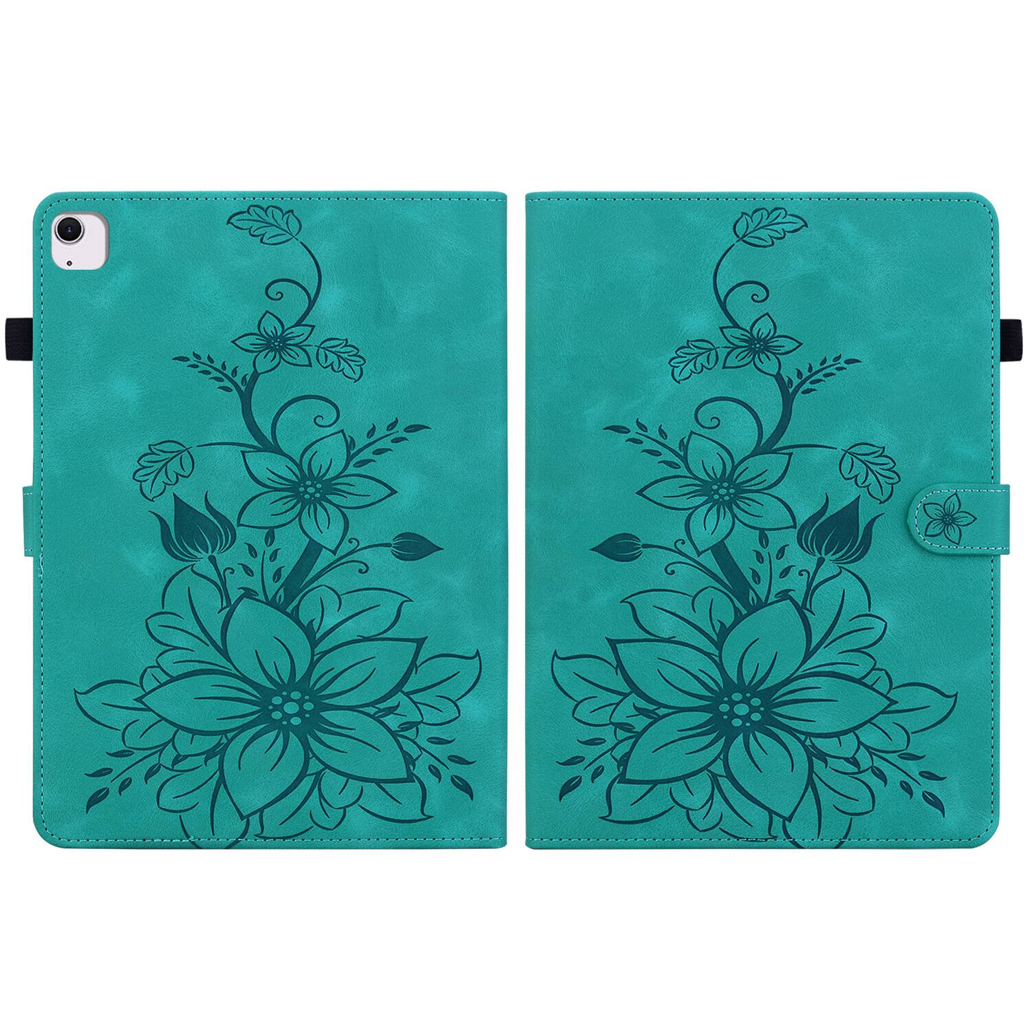 Alt View 1. Dteck - For Apple iPad Air (M4) 11" 2026 M3/M2 & iPad Pro 11 (4th-1st) Gen Embossed Floral PU Leather Flip Card Holder Cover - Green.