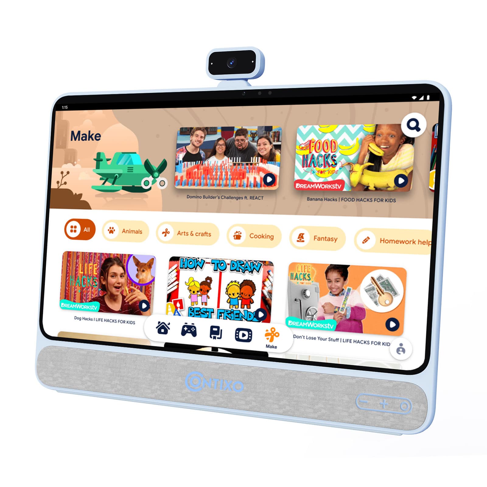 Contixo - A3 15.6" Educational Touchscreen Tablet, Android 11 HD, 256GB Storage, 13MP Camera & Built-in 10W Speaker - Light Blue