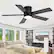 Front. Breezary - 42"/52" Flush Mount Low Profile Ceiling Fan with LED Light, 5 Blades, DC Motor, Remote Control and Timer, for Indoor Use - Black-42 in.