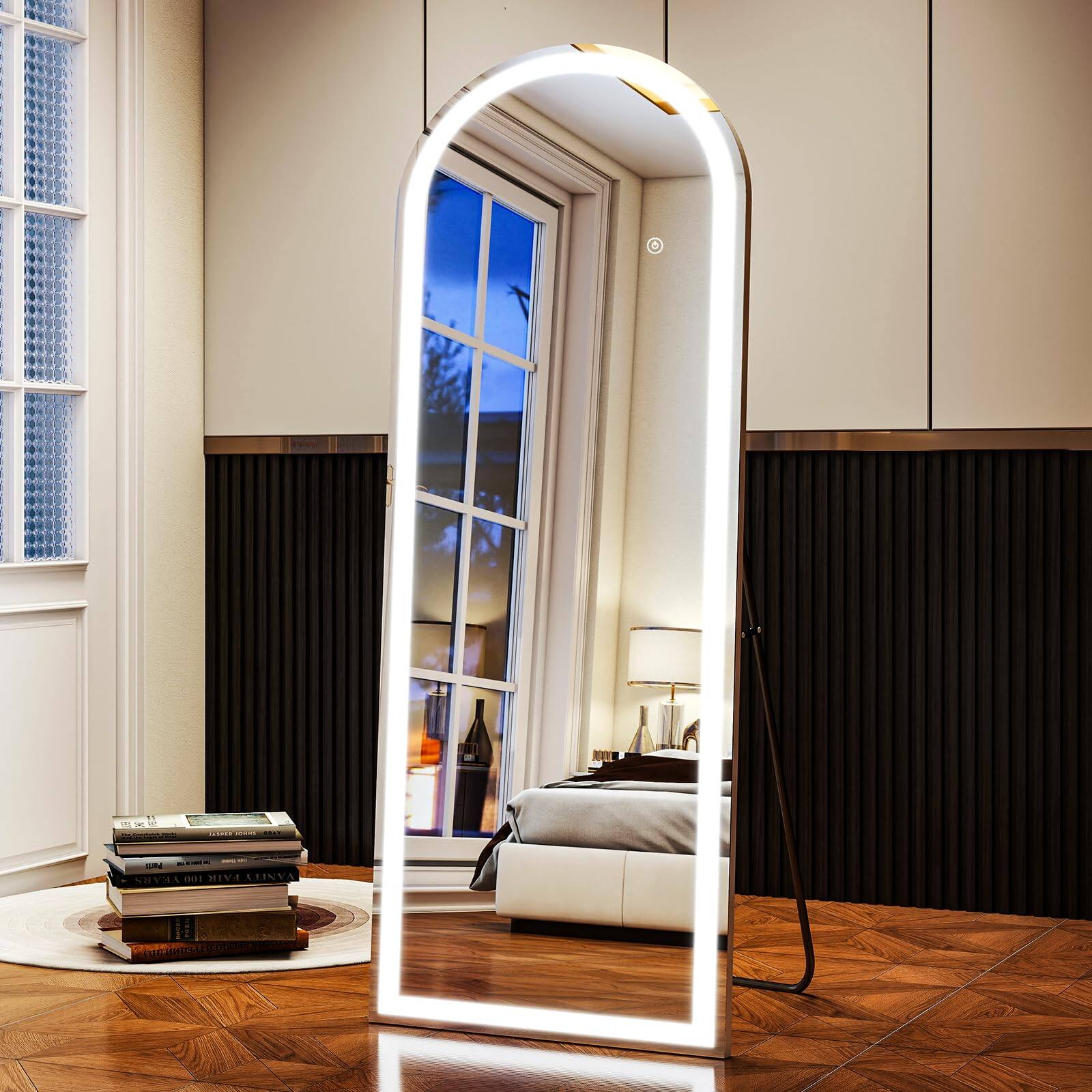 Earthley Blooms - Led Rectangular Corner Full Length Mirror - 21" X 64" Brightness Adjustable Touch Screen Control Wall Mou - Arched-65"L x 24"W