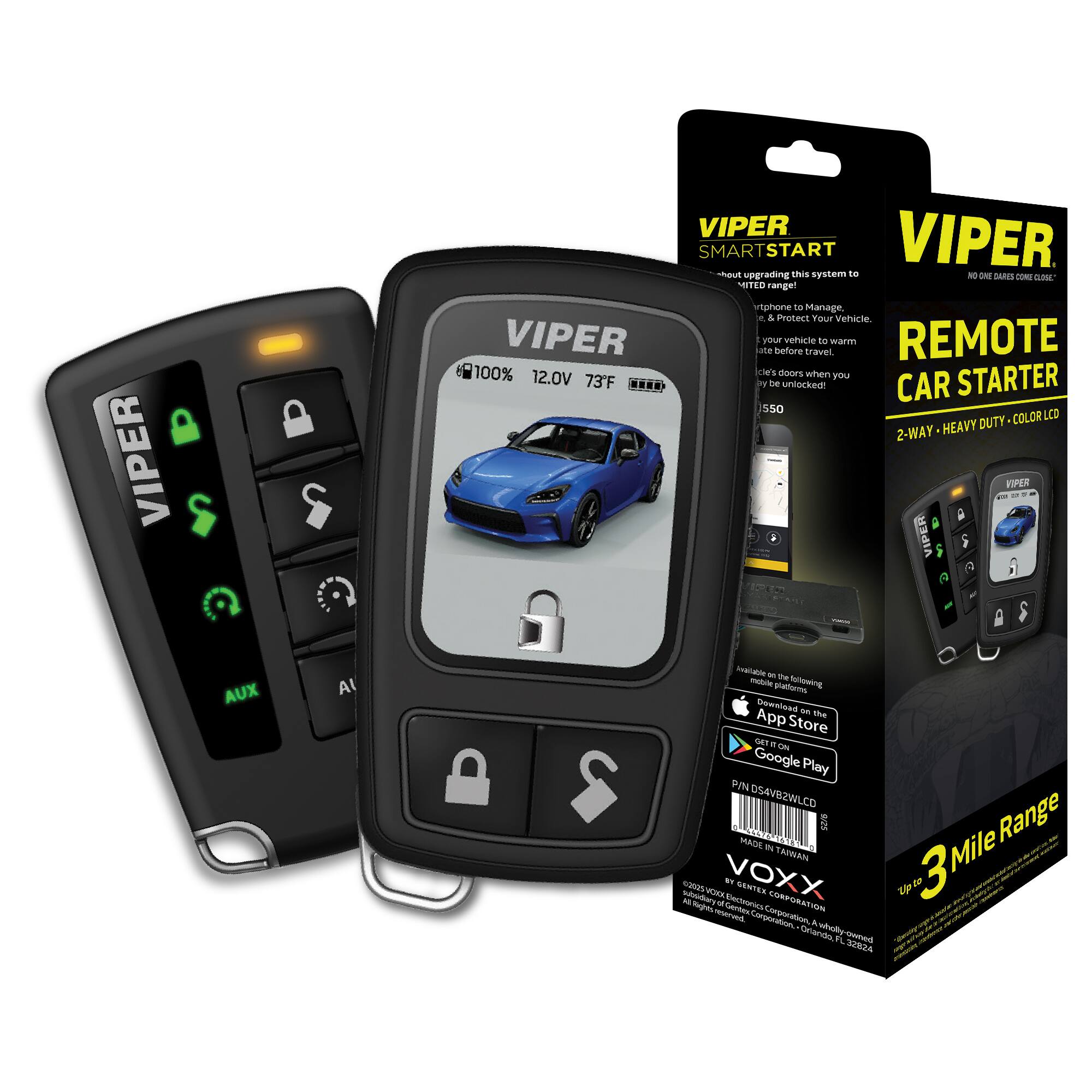 VIPER SMARTSTART  
Upgrade this system to VIPER.  
- DAE SARES CON - T ranger phore 18 Manage & Protect Your Vehicle.  
VIPER Late your before vonicle travel to warm REMOTE 100% ce's doors when yia 12.0V 73F .... by be unlocked!  
CAR STARTER 550 COLOR LCD HEAVY DUTY 2-WAY VIPER 1 -- - VIPER AUX Al Iotable - t - gratforis following bonaerd - ThE App Store S1 - Google Play PN 054VB2WLCD MATR sDO Range a Mile TANRAAA saes Subentory - WEME - VOXX Dectemocs SANTEX ERPRATI U 3 tP ses -ettrved Centees - Corporaton Conporation a Orande wuy F pened KIJA  

VIPER SMARTSTART  
Upgrade this system to VIPER.  
- Protect your vehicle to Manage your vehicle to warm state before travel.  
- Lock your doors when you are away!  
- 550  
- 2-WAY - HEAVY DUTY - COLOR LCD