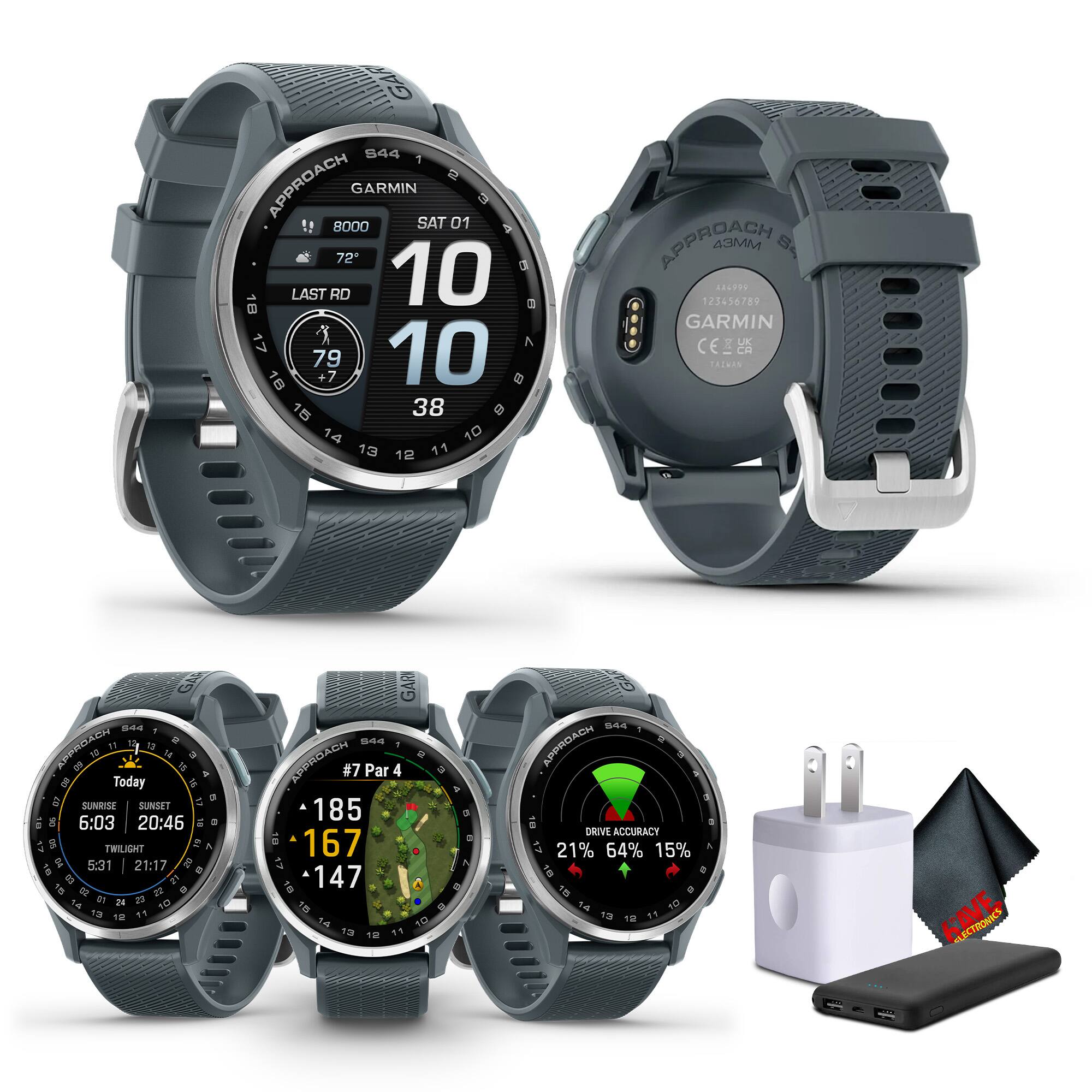 Garmin - Approach S44, Silver/Twilight Silicone GPS Golf Smartwatch Bundle - Silver - (2025)