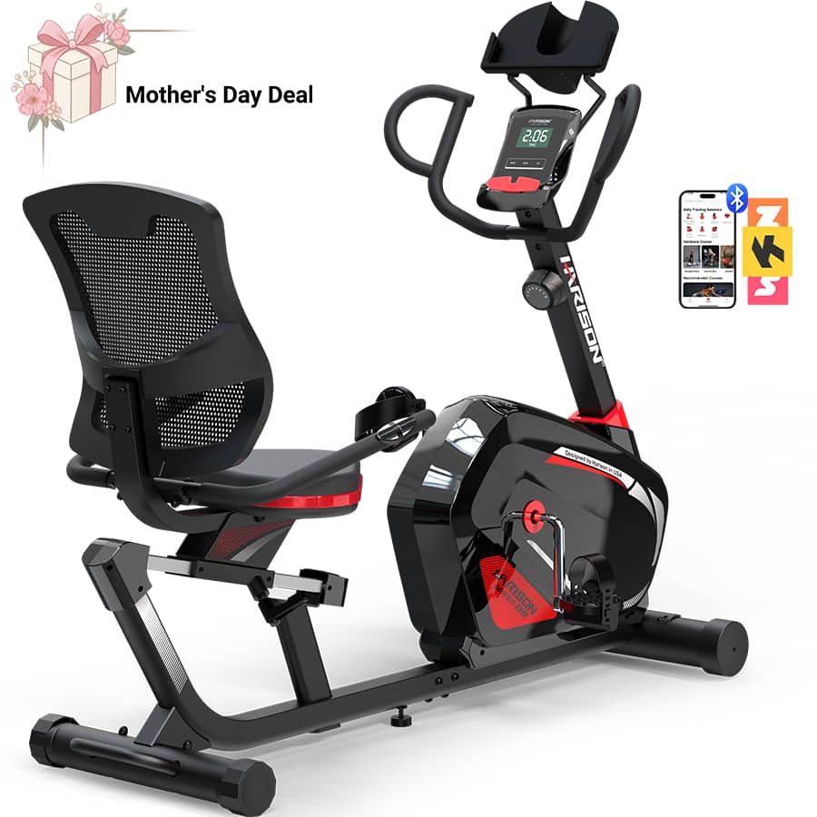 HARISON - Pro Recumbent Exercise Bike 400 lbs Capacity, Magnetic Stationary bike for Adult and Seniors (BBUS-B8) - Black