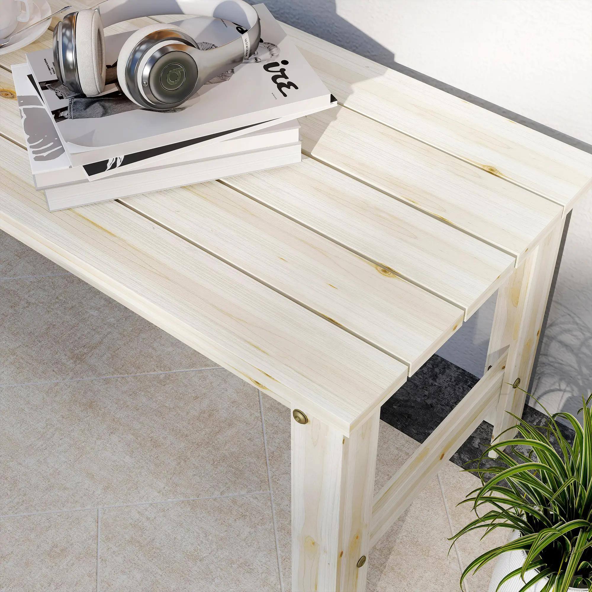 Back. Resenkos - Resenkos 2-Seat Wooden Bench, Slatted Seat Patio Bench, Backless Porch Bench for Outdoor, Garden, Natural Wood - Natural Wood.