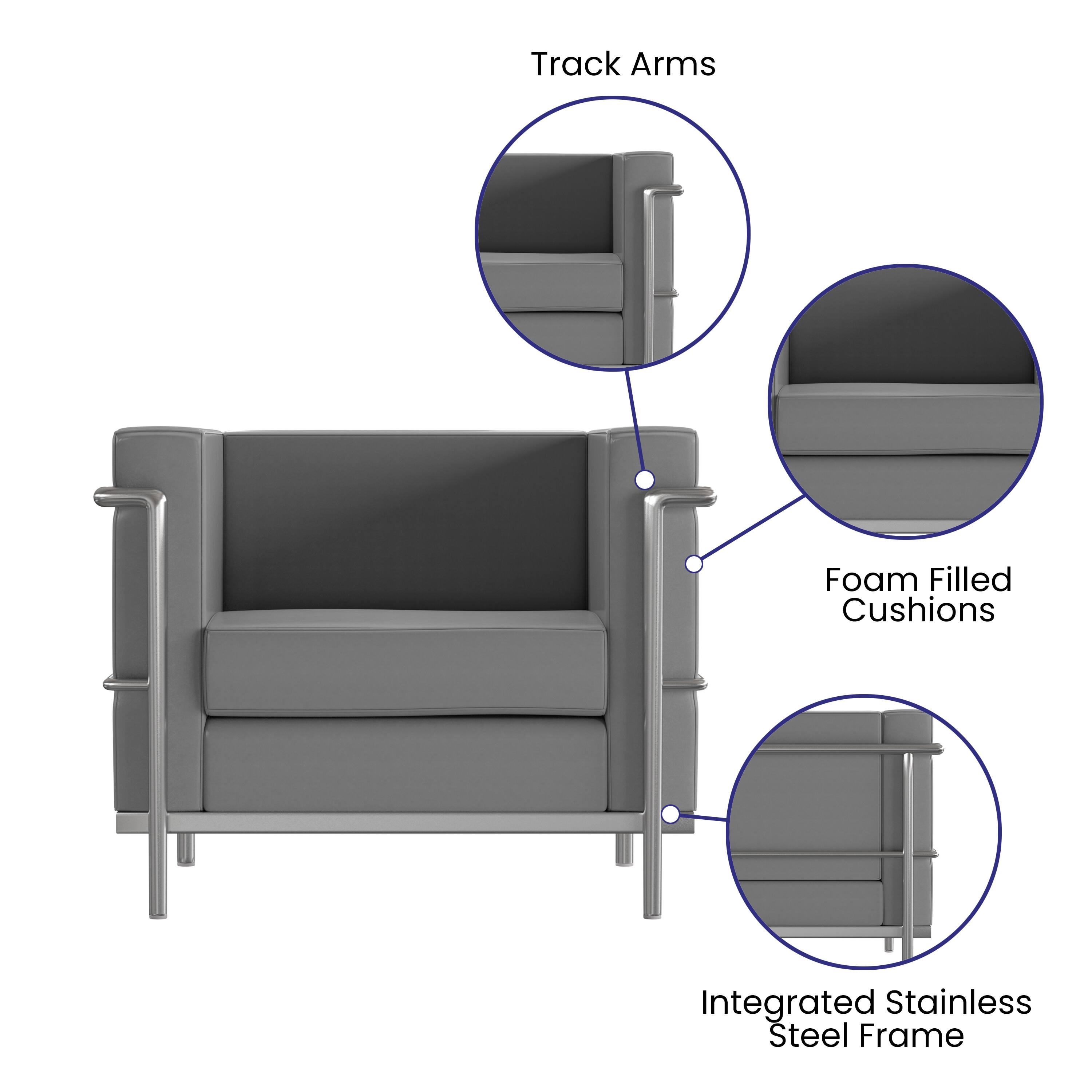 Track Arms  
Foam Filled Cushions  
Integrated Stainless Steel Frame