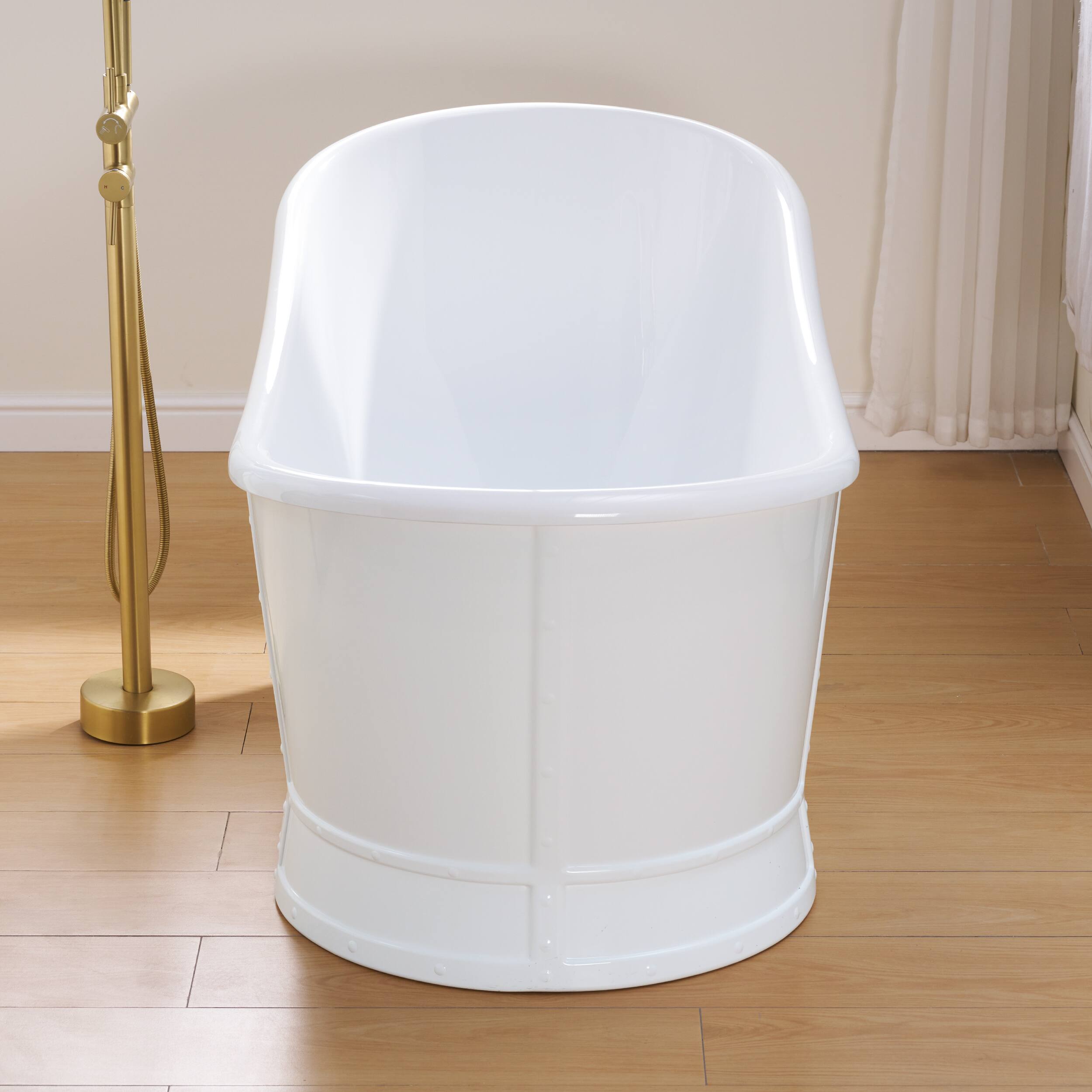 Angle. WELLFOR - Royal 66 in. Acrylic Flat Bottom Double Ended Freestanding Soaking  Bathtub with Drain and Overflow - White.