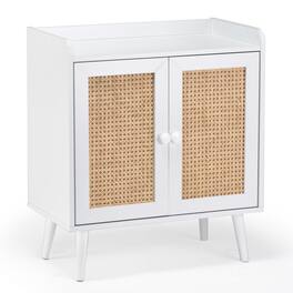 GOODSILO - Elegant Sideboard Buffet Cabinet with Rattan Doors and Ample Storage Space for Dining Room and Living Room - White