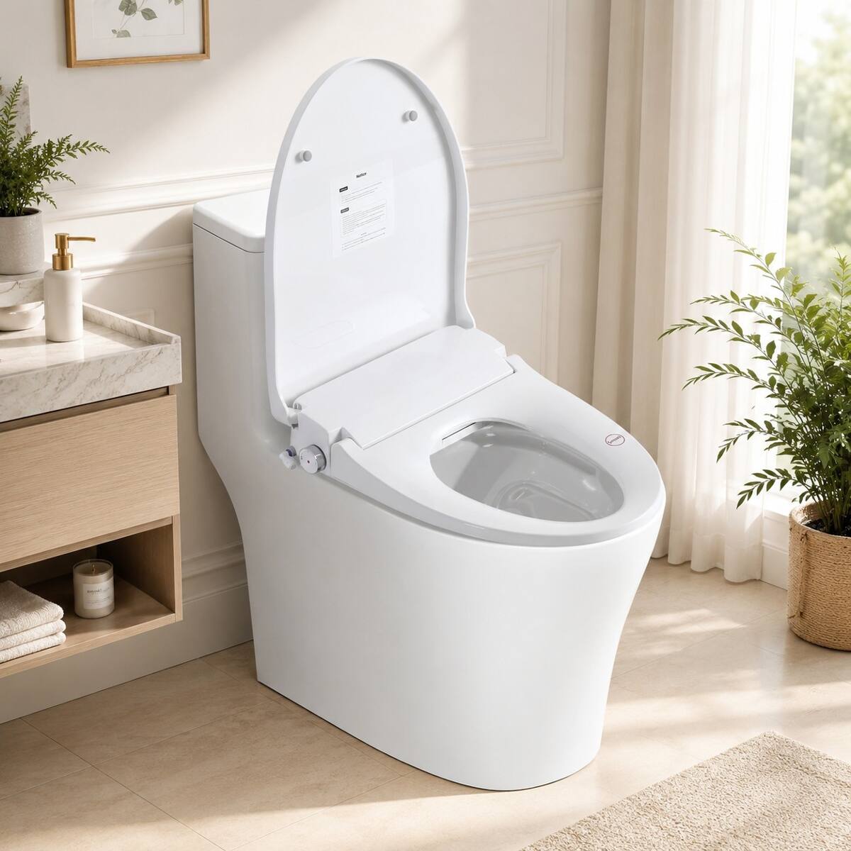 Alt View 6. Loheer - Loheer Smart Bidet Toilet Seat Heated Elongated Seat with Adjustable Water Wash and Night Light - White.