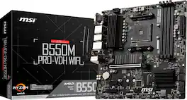MSI - B550M PRO-VDH WIFI (Socket AM4) AMD B550 MATX DDR4 Wi-Fi 6 Motherboard - Black