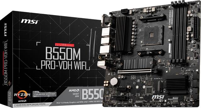 MSI - B550M PRO-VDH WIFI (Socket AM4) AMD B550 MATX DDR4 Wi-Fi 6 Motherboard - Black