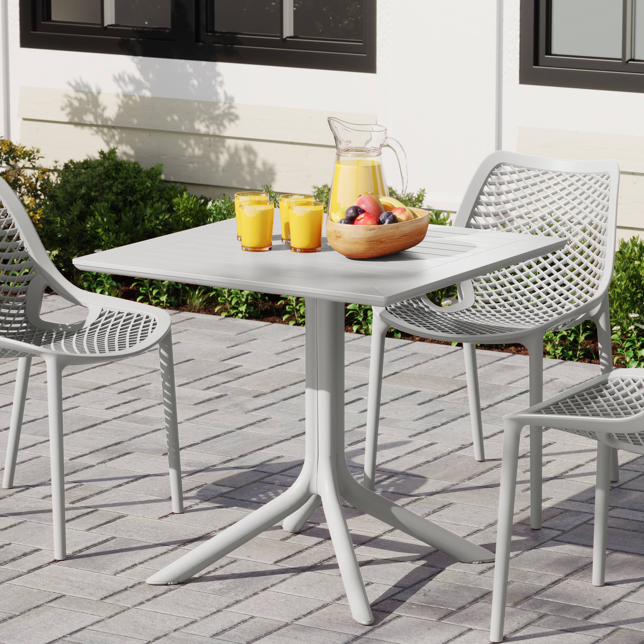 Angle. WestinTrends - WestinTrends Playa 31.5" Square Outdoor Plastic Resin Patio Dining Table for 4 - Gray.