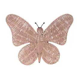 BreeBe - Woven Rattan Butterfly Wall Accent 18"L - Beige
