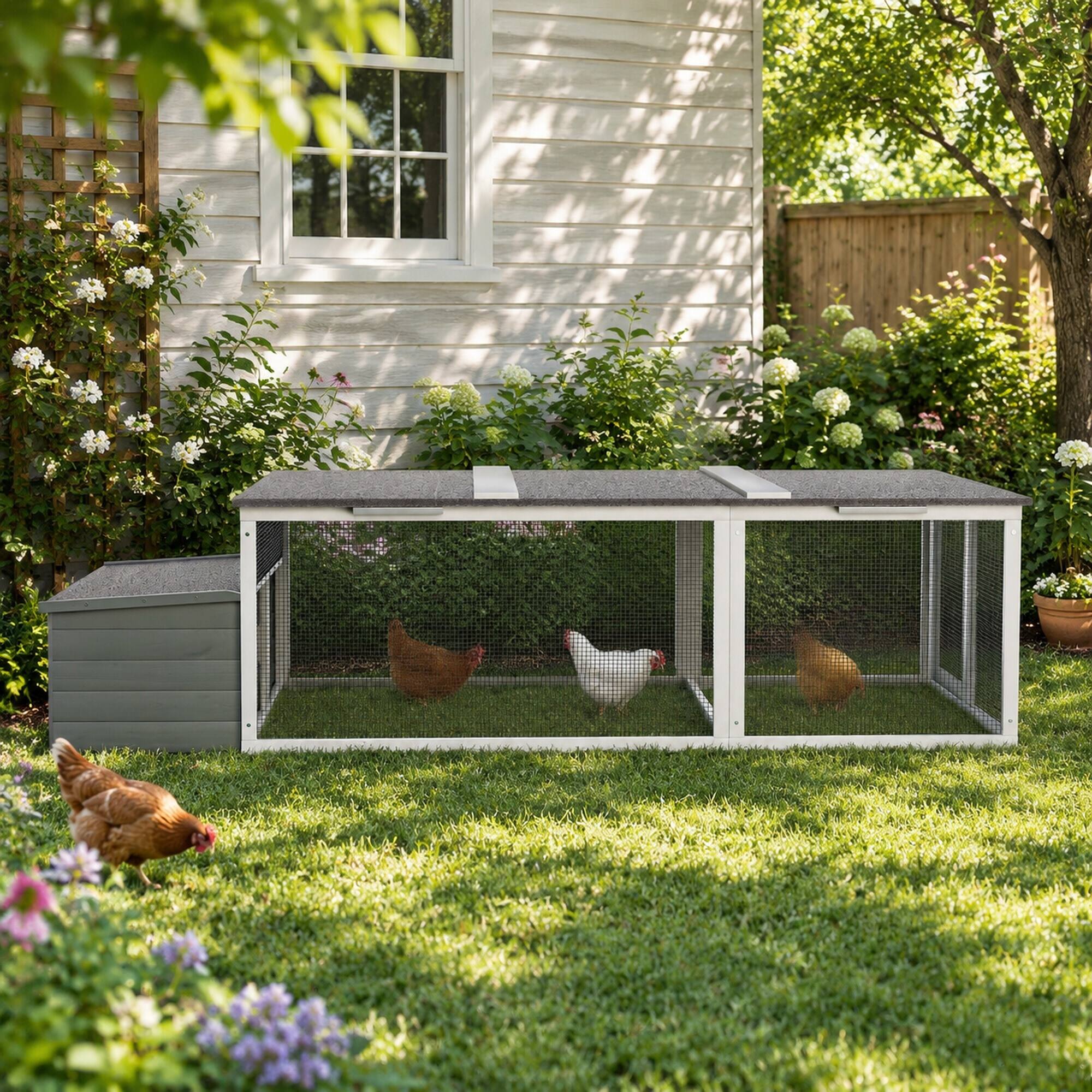 RYHNUYNE Large Chicken Coop, 20.93 Sq Ft Outdoor Poultry Cage, Wooden ...