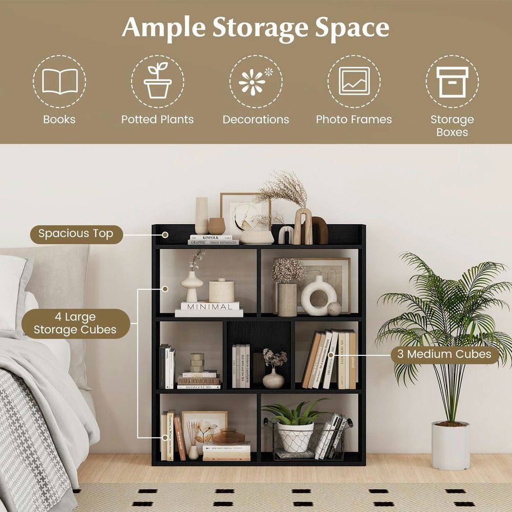 Ample Storage Space  
Books  
Potted Plants  
Decorations  
Photo Frames  
Storage Boxes  

Spacious Top  
4 Large Storage Cubes  
3 Medium Cubes