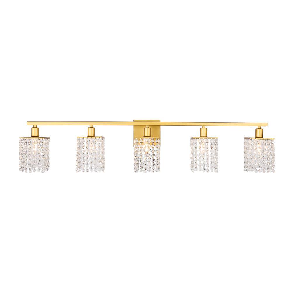 Alt View 7. Living District - Phineas 5 light Brass and Clear Crystals wall sconce - Brass And Clear Crystals.