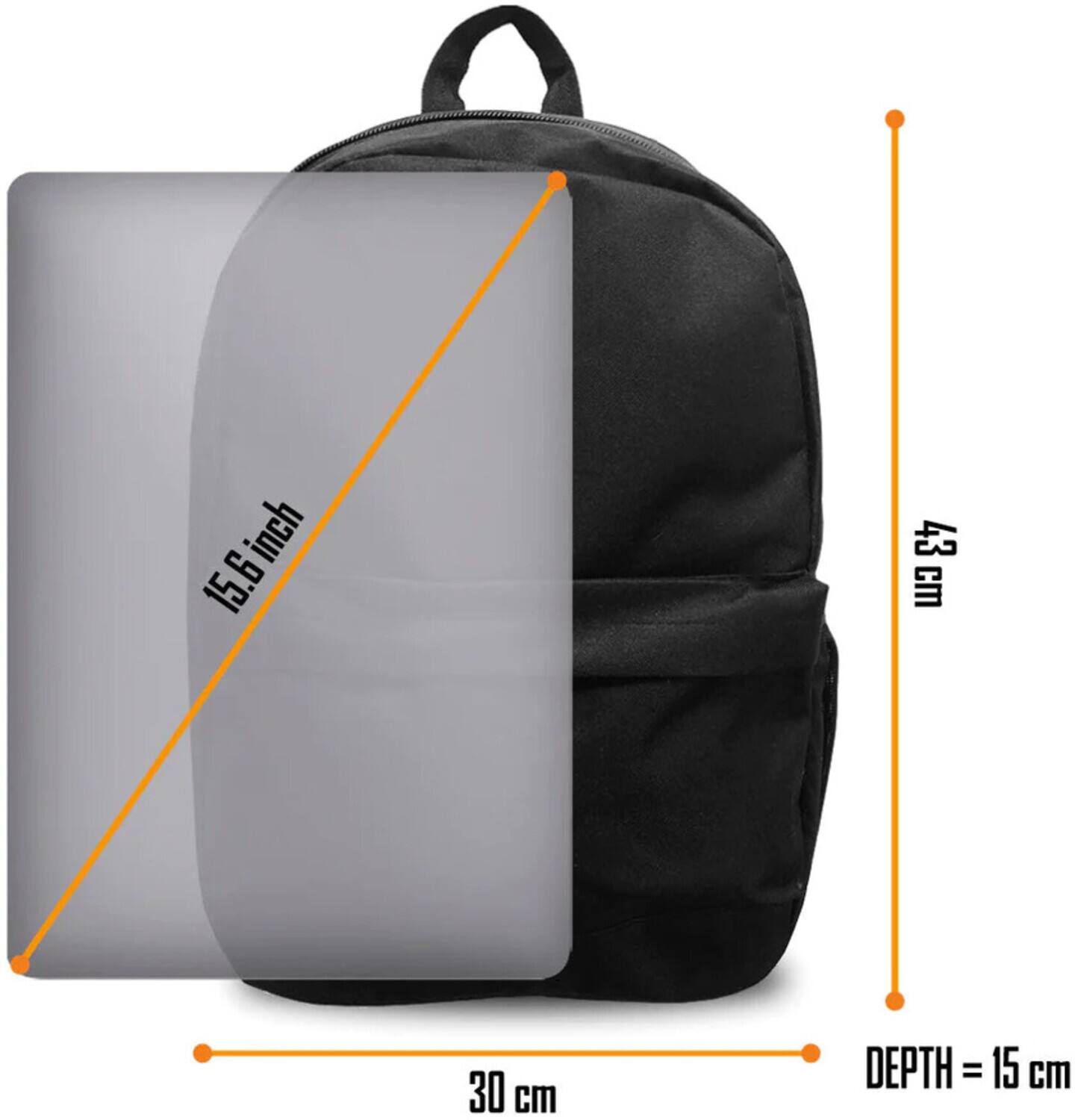 15.6 inch  
43 cm  
30 cm  
DEPTH = 15 cm