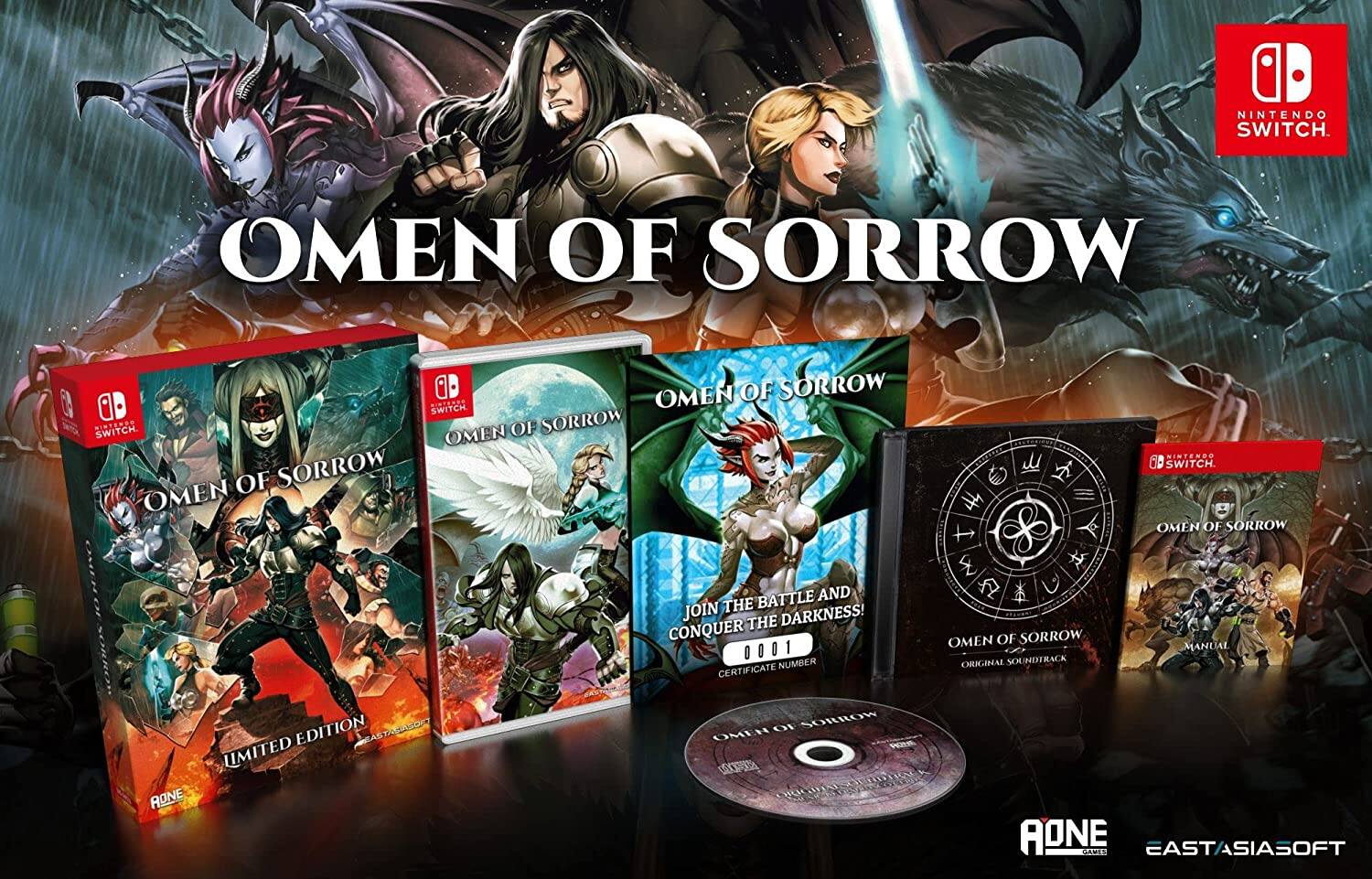 A D NINTENDO SWITCH. OMEN OF SORROW OMEN OF SORROW C 1 SWITCH SISSRT SWITCH OF SORROW OMEN OF SORROW OMEN ISTENDO SWITCH OMEN OF SORROW BATTLE AND JOIN THE THE DARKNESS! CONQUER 0001 NUMBER CERTIFICATE OMEN OF SORROW ORIGINAL SOUNDTRACK MANUAL RONE EDITION TREWStr LMITED OF SORROW OMEN O AONE PAMIS EASTASIA SOFT