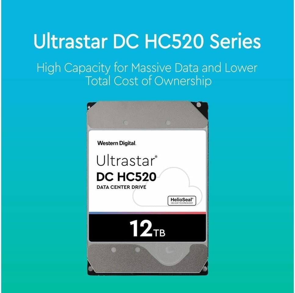 Ultrastar DC HC520 Series  
High Capacity for Massive Data and Lower Total Cost of Ownership  

Western Digital  
Ultrastar DC HC520  
DATA CENTER DRIVE  
HelioSeal  
12 TB