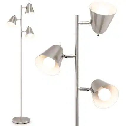Front. Ecooso - 64" LED Floor Lamp with 3 Lights, Reading Standing Lamp for Living Room or Bedroom.