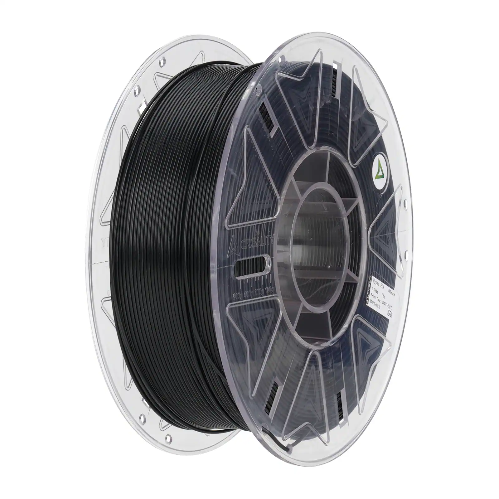 The text on the image reads "CIGALIY 4011439 M 10g F.L 1Tm Eek M b - UT - = S." However, it is not clear what the actual product or brand is. The image shows a black spool of plastic, which could be a 3D printer filament or a different type of plastic product.