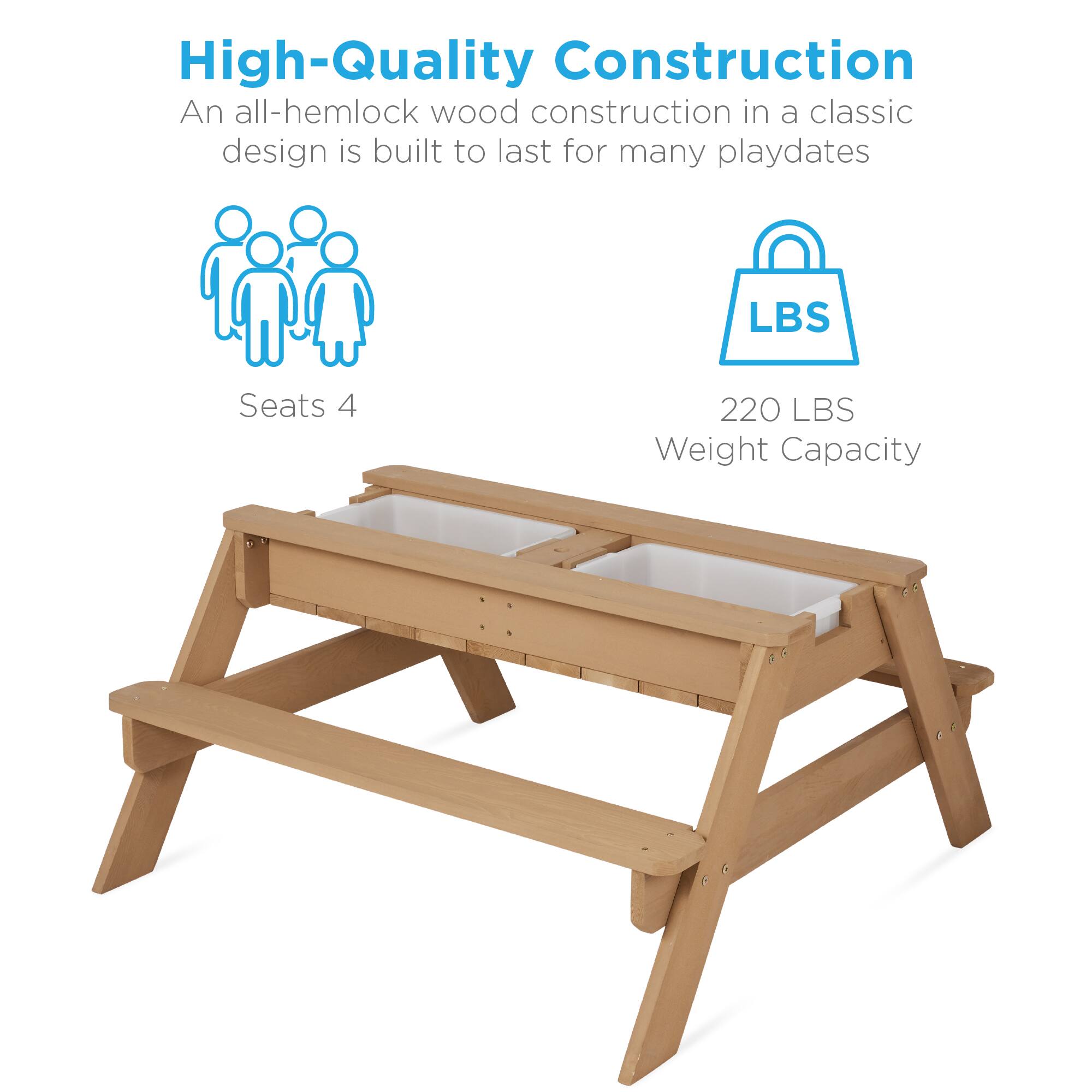 High-Quality Construction
An all-hemlock wood construction in a classic design is built to last for many playdates
Seats 4
220 LBS Weight Capacity