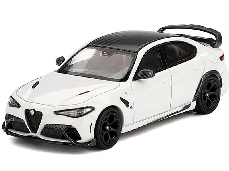 Alt View 1. BBR - Alfa Romeo Giulia GTAm White with Carbon Top 1/64 Diecast Model Car by BBR.