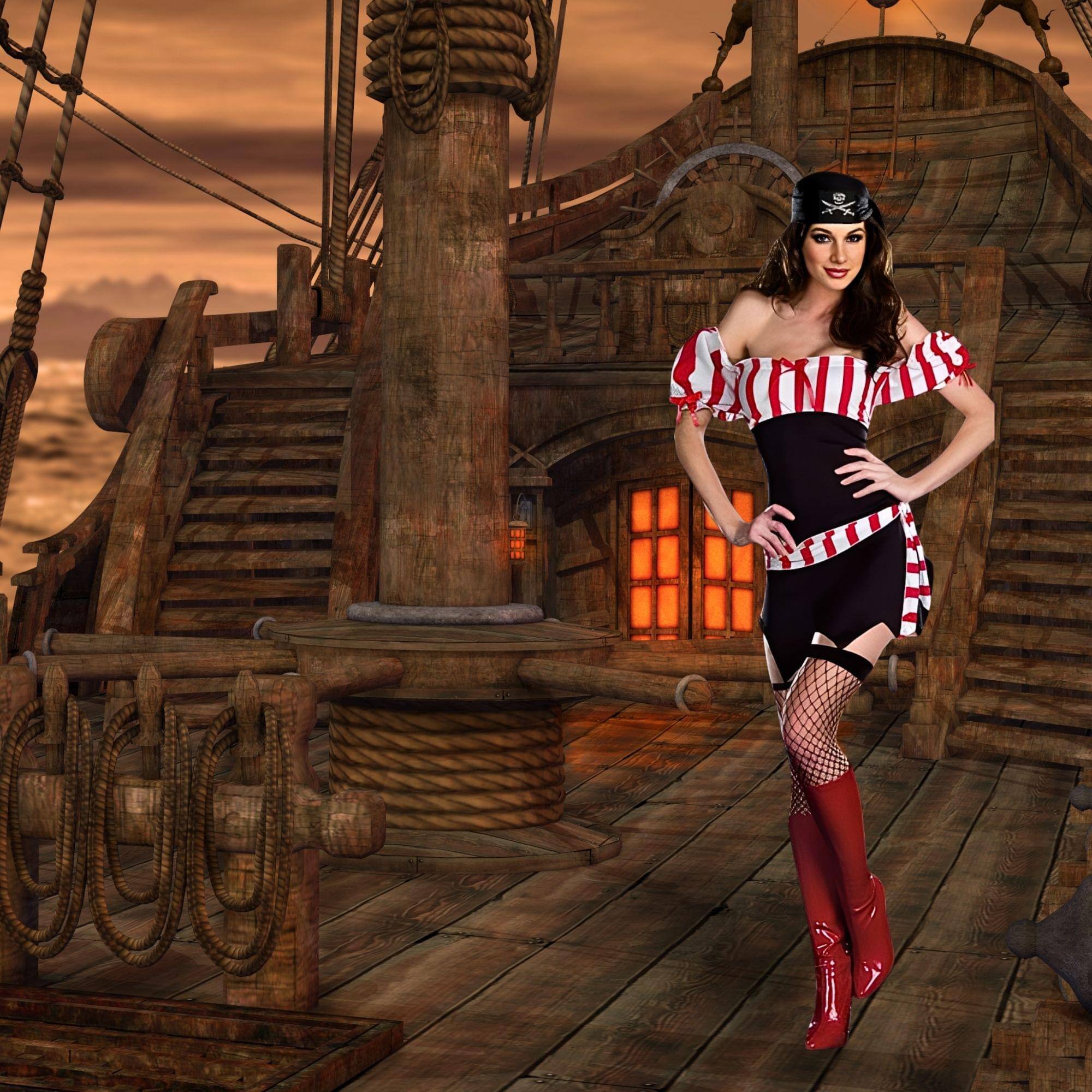 Alt View 10. Dreamgirl - Ships Ahoy Adult Costume Medium - Multi-Colored.