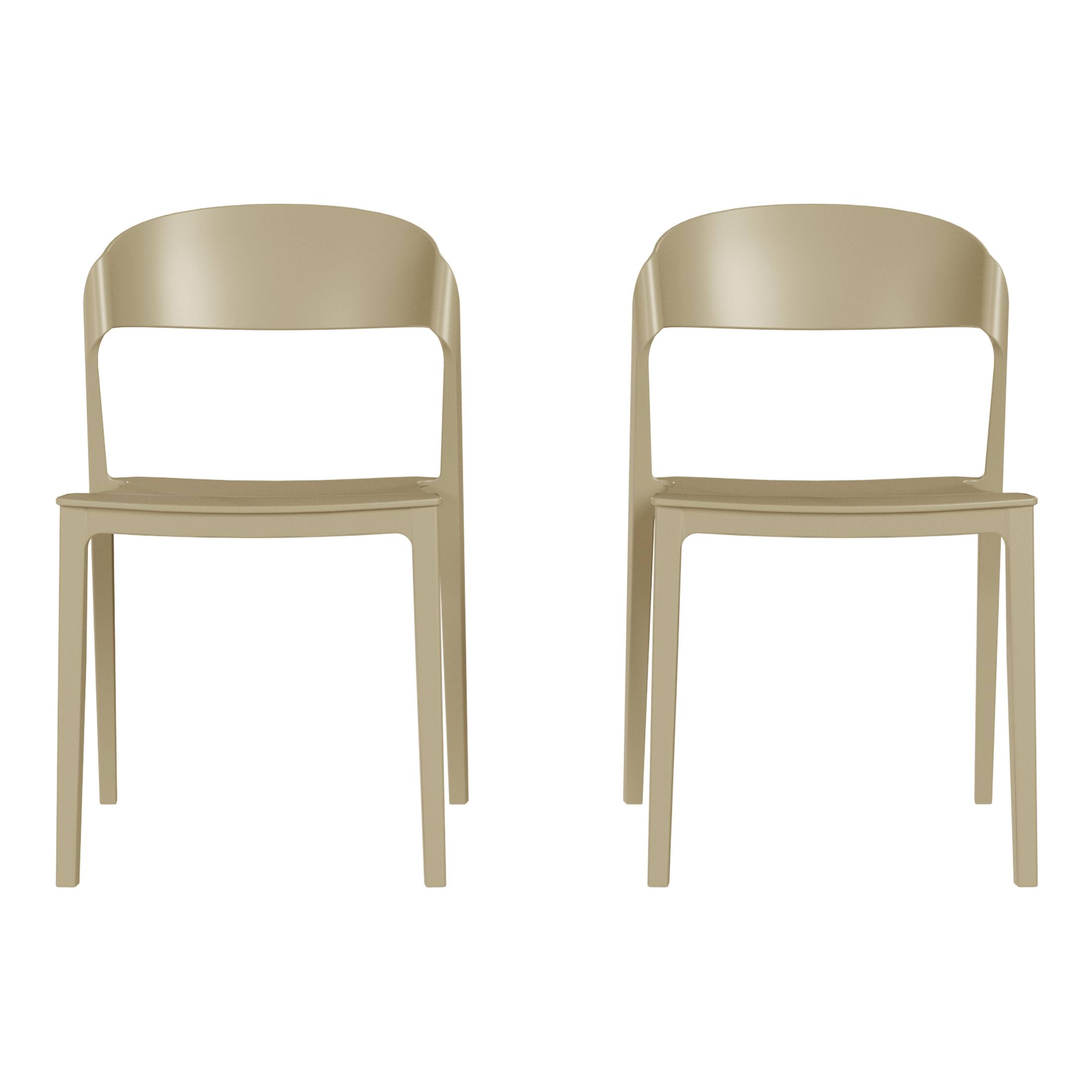 Front. WestinTrends - WestinTrends Playa Outdoor Modern Stackable Plastic Patio Bistro Dining Side Chairs (Set of 2) - Sand.
