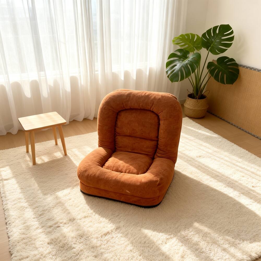 Front. Loheer - Loheer Egg Tart Lazy Sofa Adjustable Folding Floor Chair Bed - Beige.