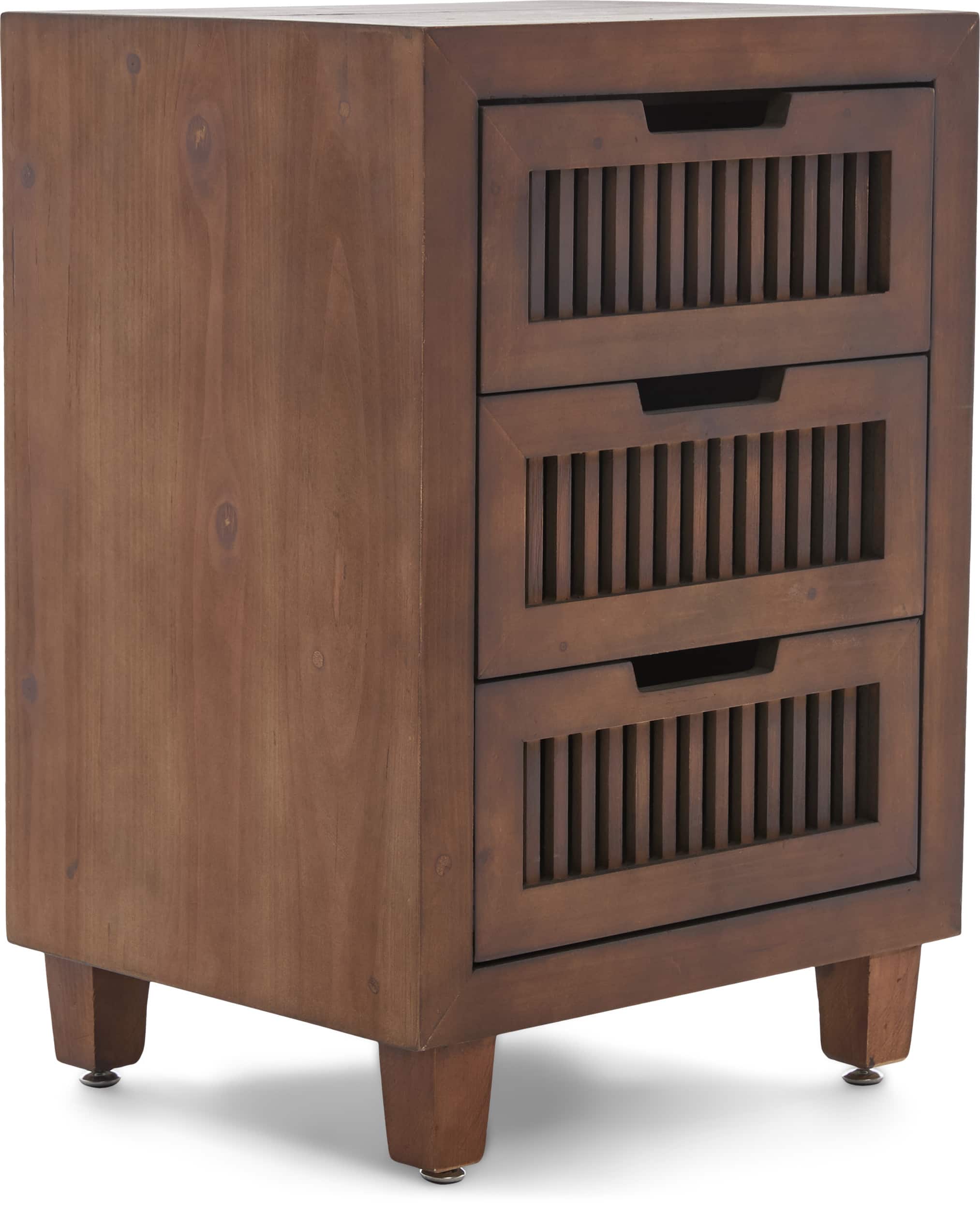 Angle. Adore Decor - Sawyer 3-Drawer Cabinet - Brown.