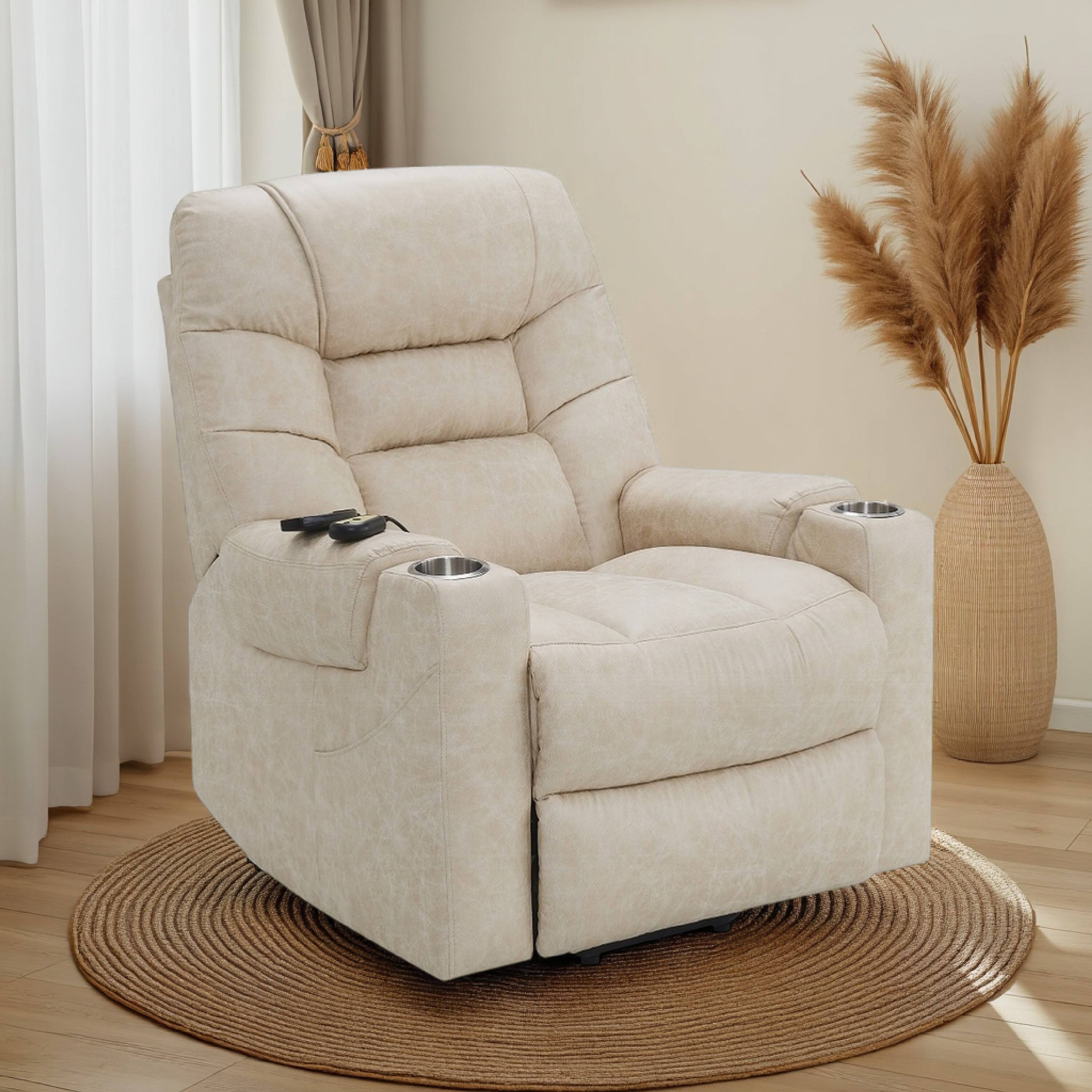 Alt View 5. Manhattan Lane - Aira Power Recliner Lift Chair with Heating Massage, Gray Faux Leather - Gray.