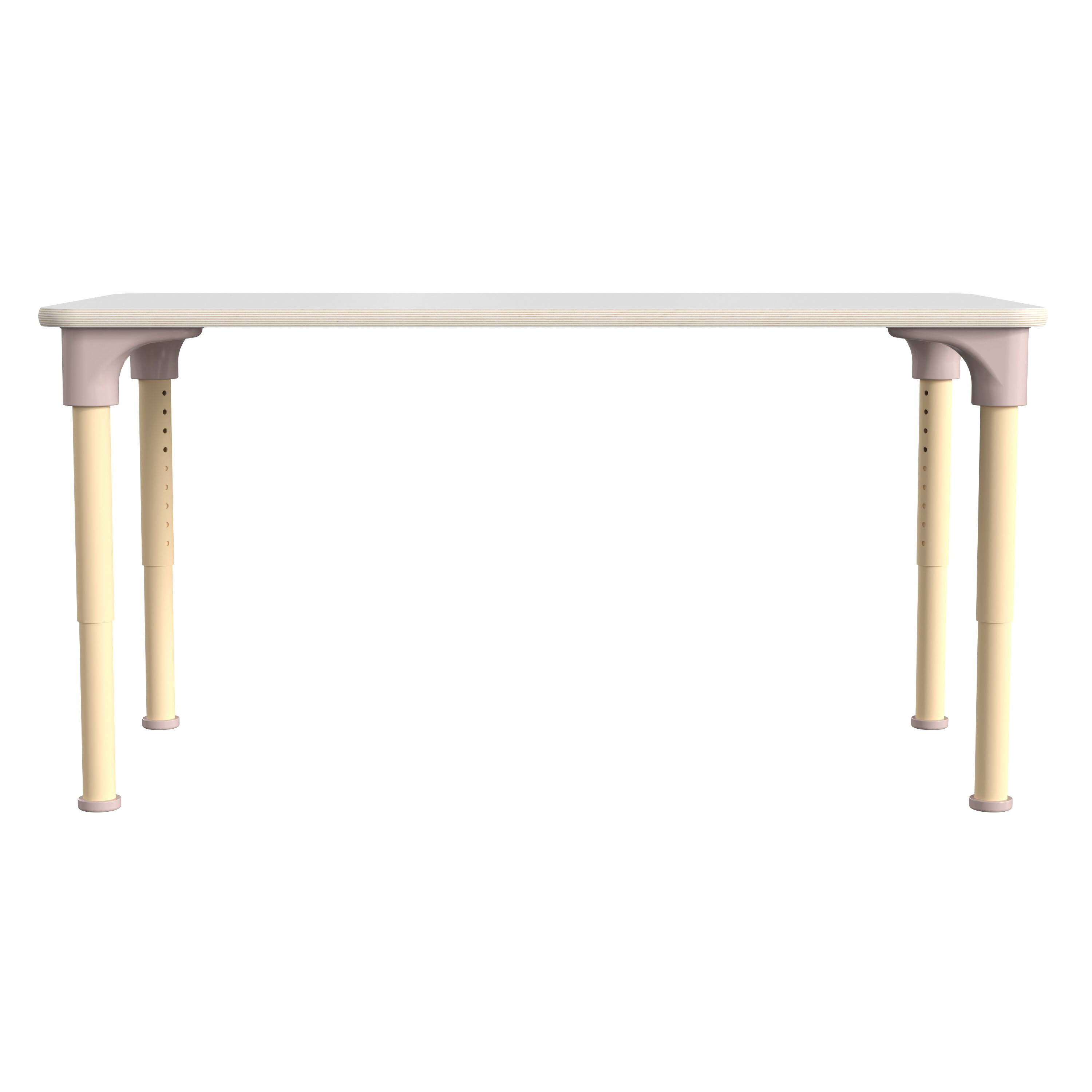 Back. Flash Furniture - Bright Beginnings 23.5" x 47" Commercial Wooden Rectangle Adjustable Height Classroom Activity Table - Metal Legs Adjust - White.