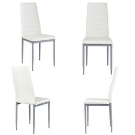 Kadyn - Dining Chairs, Kitchen Chairs Trattoria Chairs,4 pcs PVC Leather Dining Side Chairs Elegant Design - White