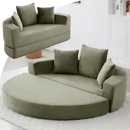 Trinkets Crazed - Modern Convertible Sofa Bed Sleeper Futon Couch Floor Lounge Loveseat with Pillows - Green