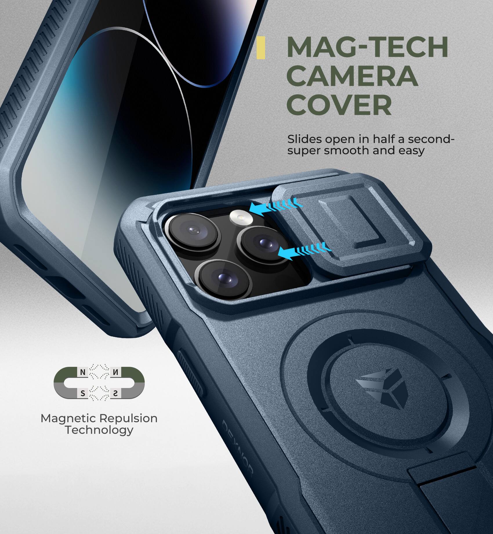 MAG-TECH CAMERA COVER Slides open in half a second- super smooth and easy

Magnetic Repulsion Technology
