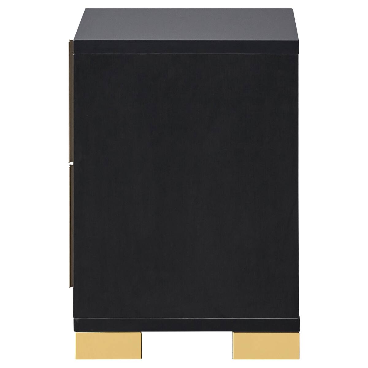 Alt View 2. Loheer - Loheer Black Two Drawer Nightstand with Gold Accents for Modern Bedrooms - Black.