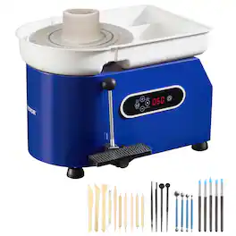 VEVOR - Pottery Wheel, 450W, For Adults and Beginners, 11in Clay Wheel Machine, Adjustable 60-300RPM Speed Handle and Pedal - Blue