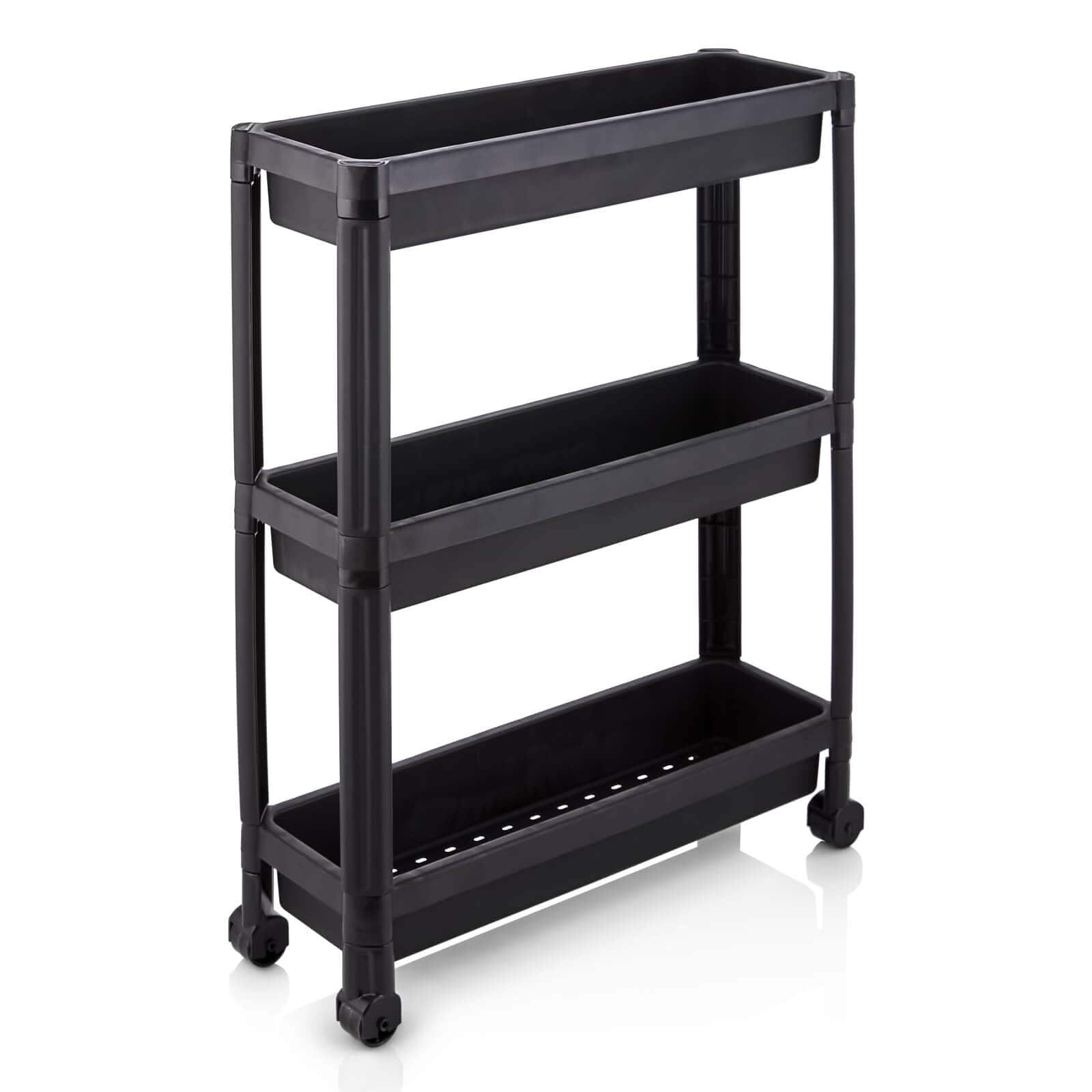 Costway - 3-Tier Slim Rolling Storage Cart 2-Pack with Wheels, Detachable Design for Kitchen - Black