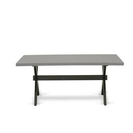 East West Furniture - X-Style Mid-Century Modern Dining Rectangle Wooden Table Top with Stylish Legs - Brown
