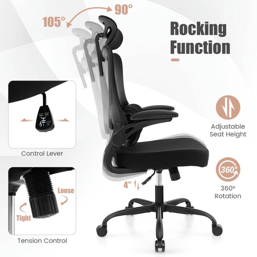 105° 90° Rocking Function  
Adjustable Seat Height Control Lever  
Loose 4" 4"  
360° Rotation  
Tight Tension Control