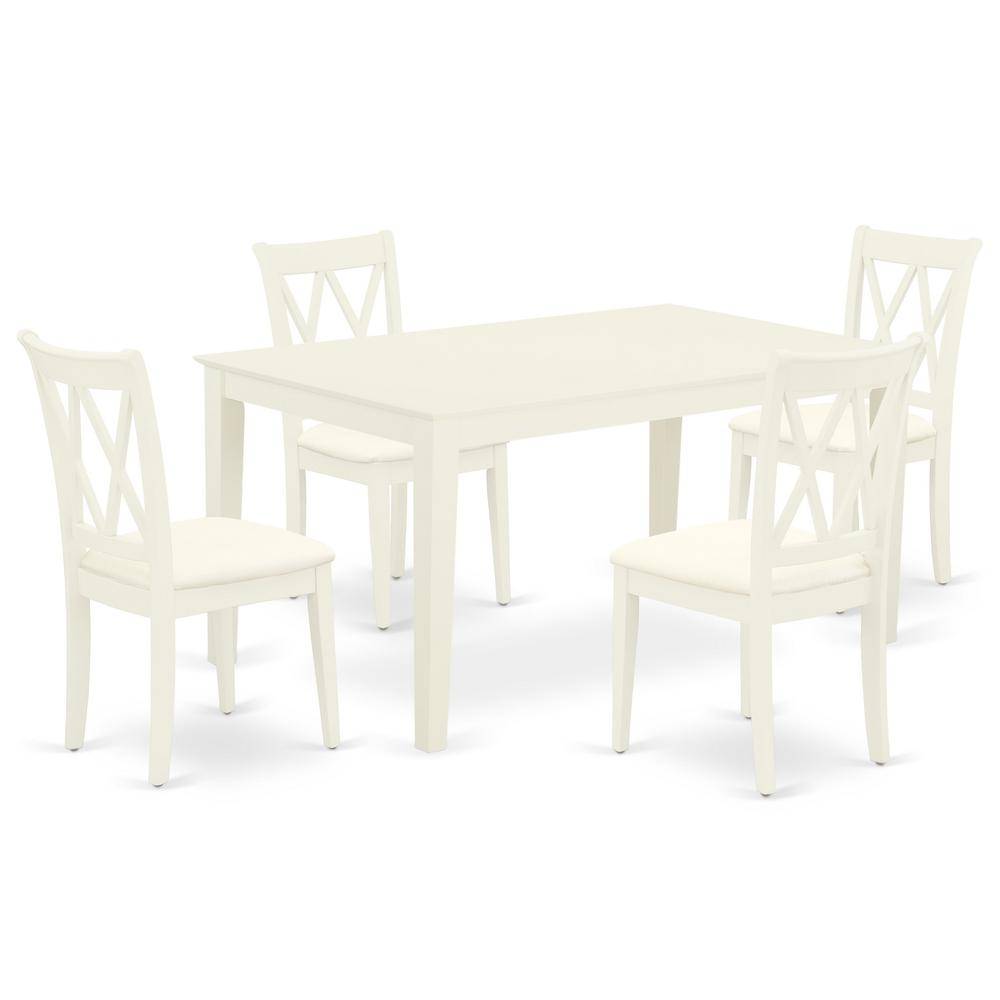 Back. East West Furniture - Dining Room Set Linen White - Brown.