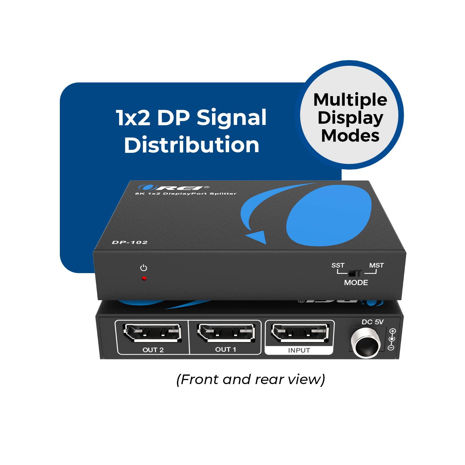 1x2 DP Signal Distribution

Multiple Display Modes

(Front and rear view)