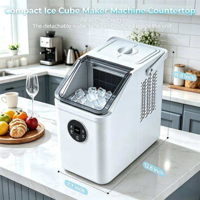 Electactic Portable Countertop Cubed Ice Maker 26.5 lbs/Day Self ...